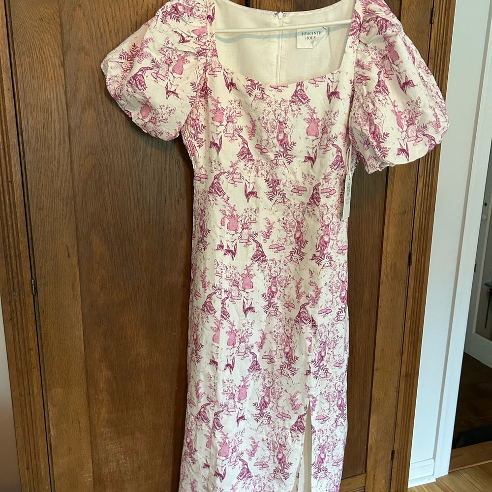 Hyacinth House Pink and Cream Midi Dress